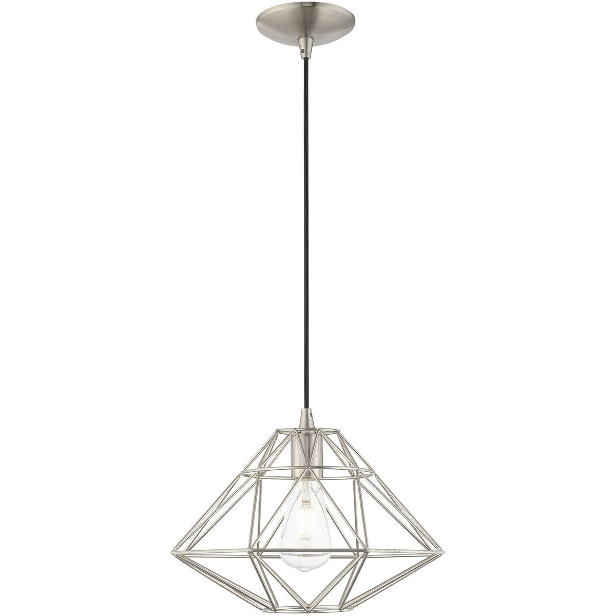 Livex Lighting Geometric Shade Mini Pendants Collection 1 Lt Brushed Nickel Mini Pendant in Brushed Nickel 41323-91