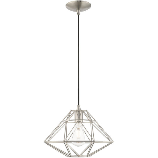 Livex Lighting Geometric Shade Mini Pendants Collection 1 Lt Brushed Nickel Mini Pendant in Brushed Nickel 41323-91