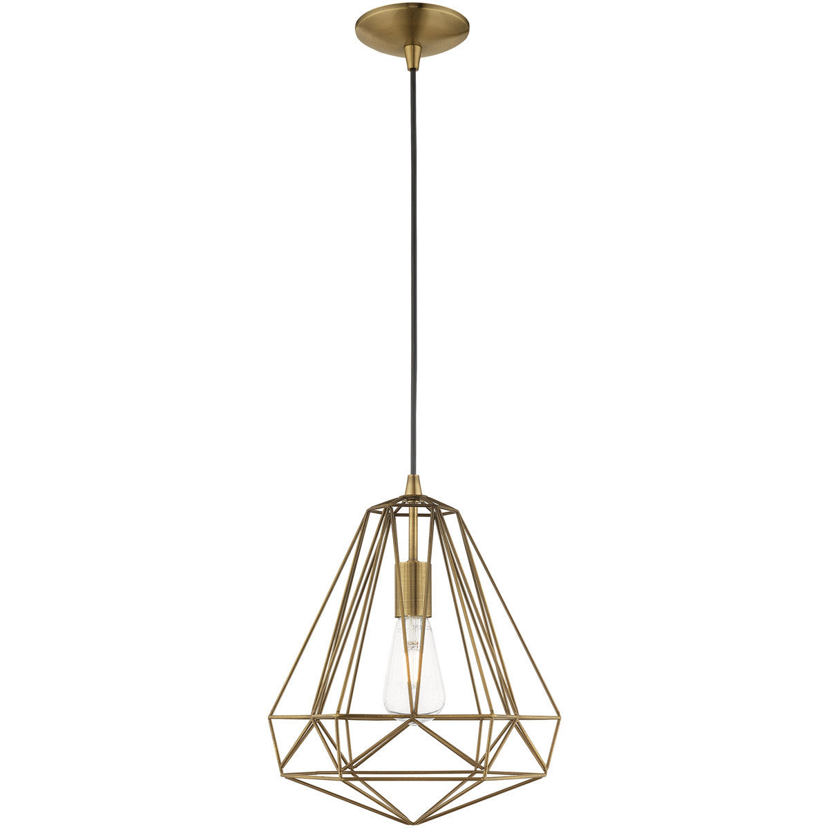 Livex Lighting Geometric Shade Mini Pendants Collection 1 Lt Antique Brass Mini Pendant in Antique Brass 41324-01