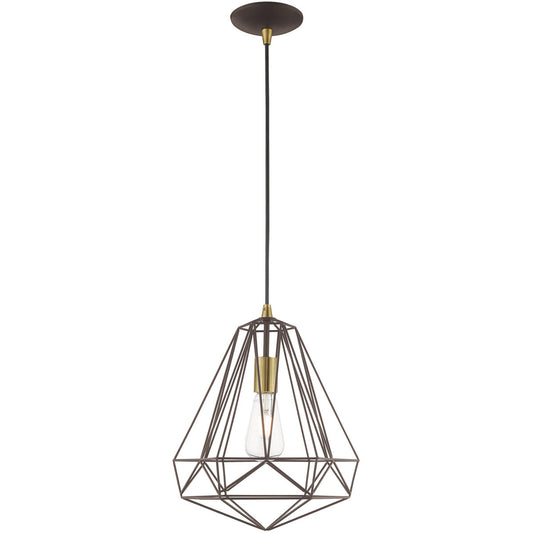 Livex Lighting Geometric Shade Mini Pendants Collection 1 Lt Bronze Mini Pendant in Bronze 41324-07