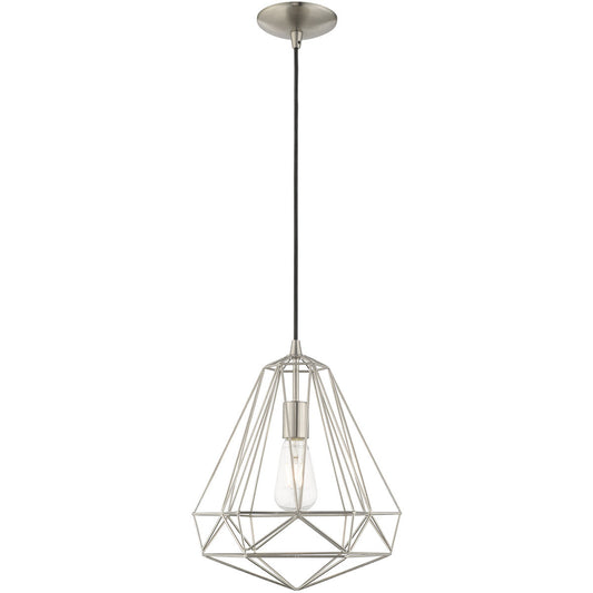 Livex Lighting Geometric Shade Mini Pendants Collection 1 Lt Brushed Nickel Mini Pendant in Brushed Nickel 41324-91