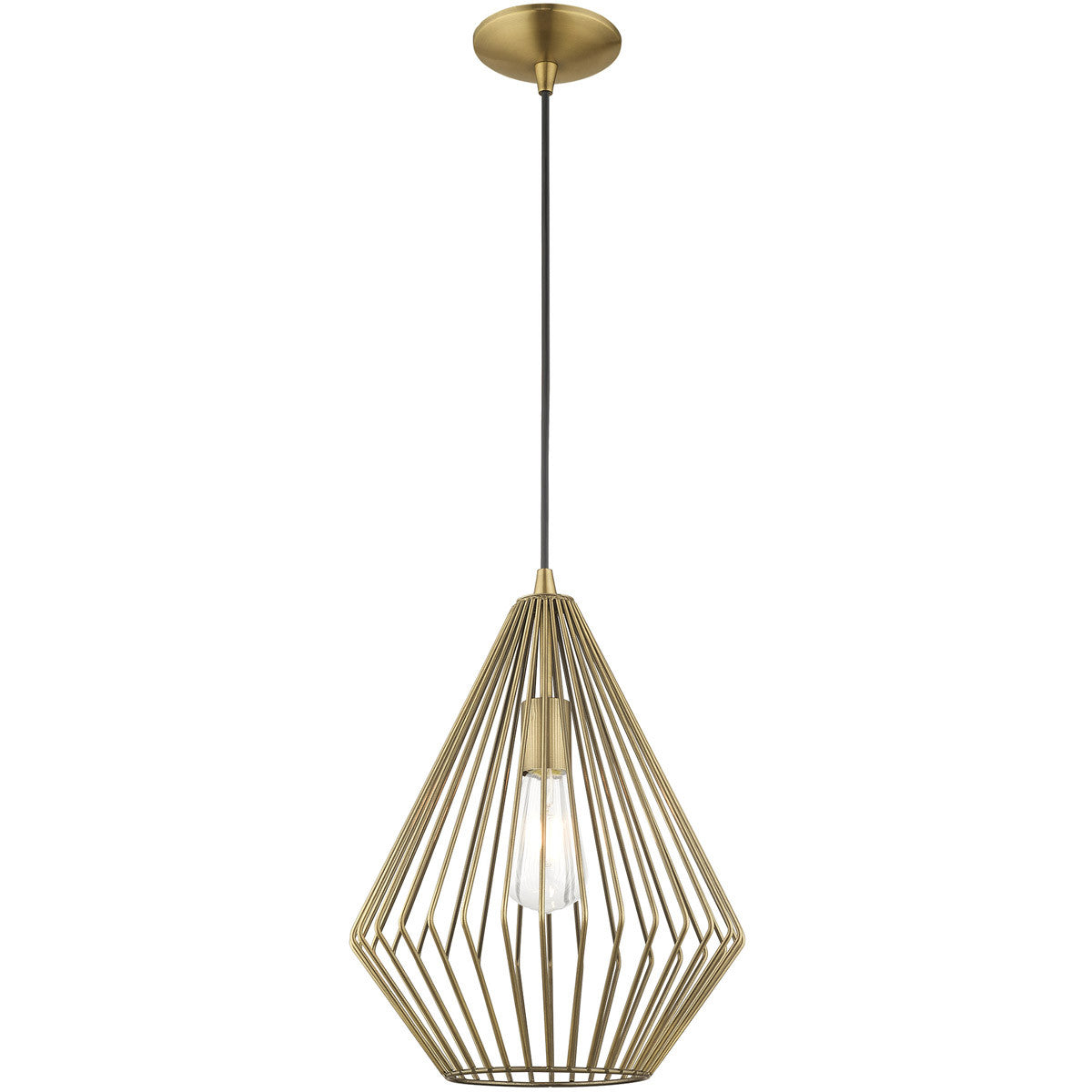 Livex Lighting Geometric Shade Mini Pendants Collection 1 Lt Antique Brass Mini Pendant in Antique Brass 41325-01