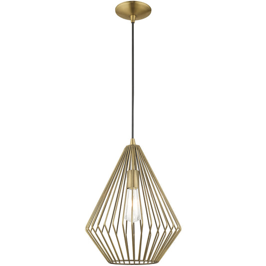 Livex Lighting Geometric Shade Mini Pendants Collection 1 Lt Antique Brass Mini Pendant in Antique Brass 41325-01