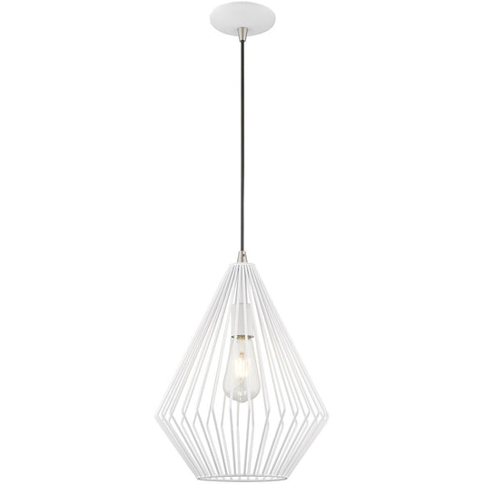 Livex Lighting Geometric Shade Mini Pendants Collection 1 Lt White Mini Pendant in White 41325-03