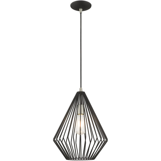 Livex Lighting Geometric Shade Mini Pendants Collection 1 Lt Black Mini Pendant in Black 41325-04