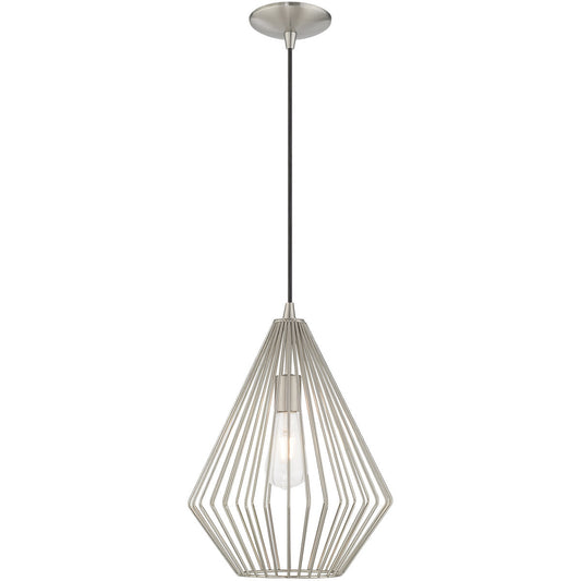 Livex Lighting Geometric Shade Mini Pendants Collection 1 Lt Brushed Nickel Mini Pendant in Brushed Nickel 41325-91