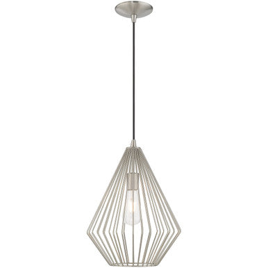 Livex Lighting Geometric Shade Mini Pendants Collection 1 Lt Brushed Nickel Mini Pendant in Brushed Nickel 41325-91