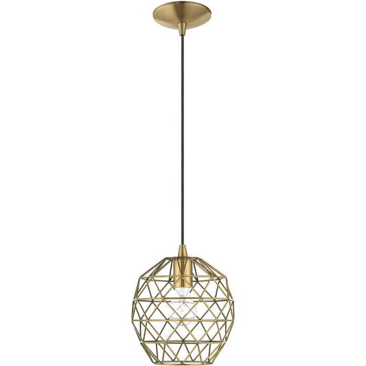 Livex Lighting Geometric Shade Mini Pendants Collection 1 Lt Antique Brass Mini Pendant in Antique Brass 41326-01