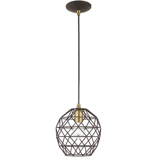 Livex Lighting Geometric Shade Mini Pendants Collection 1 Lt Bronze Mini Pendant in Bronze 41326-07