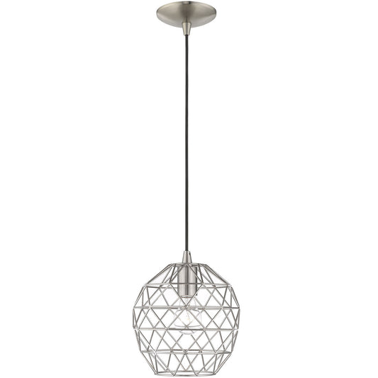 Livex Lighting Geometric Shade Mini Pendants Collection 1 Lt Brushed Nickel Mini Pendant in Brushed Nickel 41326-91