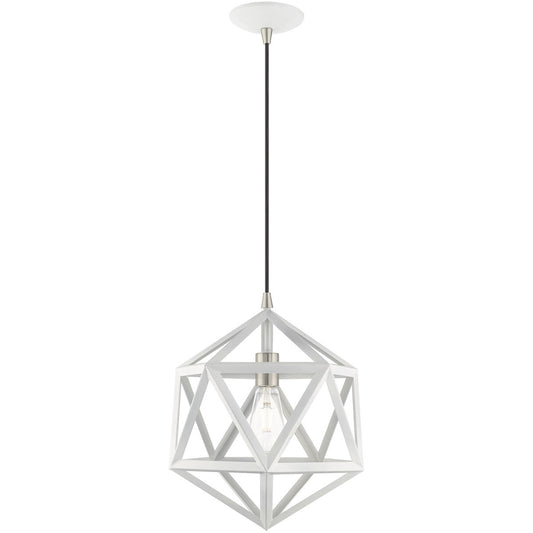 Livex Lighting Geometric Shade Mini Pendants Collection 1 Lt White Mini Pendant in White 41328-03