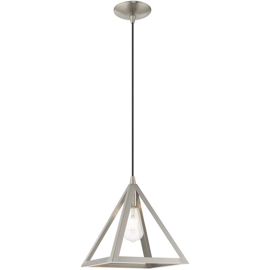 Livex Lighting Geometric Shade Mini Pendants Collection 1 Lt Brushed Nickel Mini Pendant in Brushed Nickel 41329-91