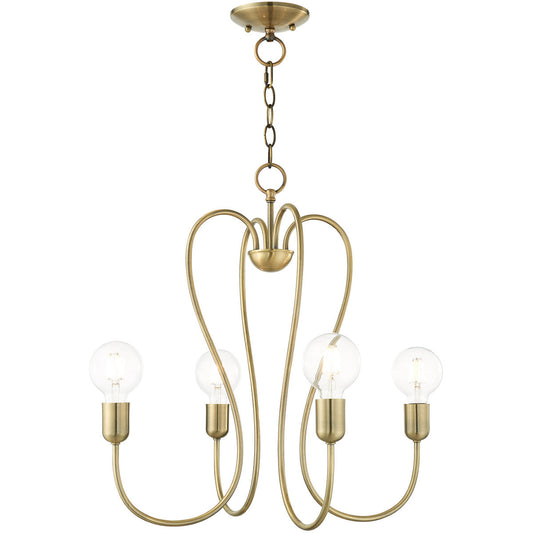 Livex Lighting Lucerne Collection 4 Lt Antique Brass Chandelier in Antique Brass 41364-01