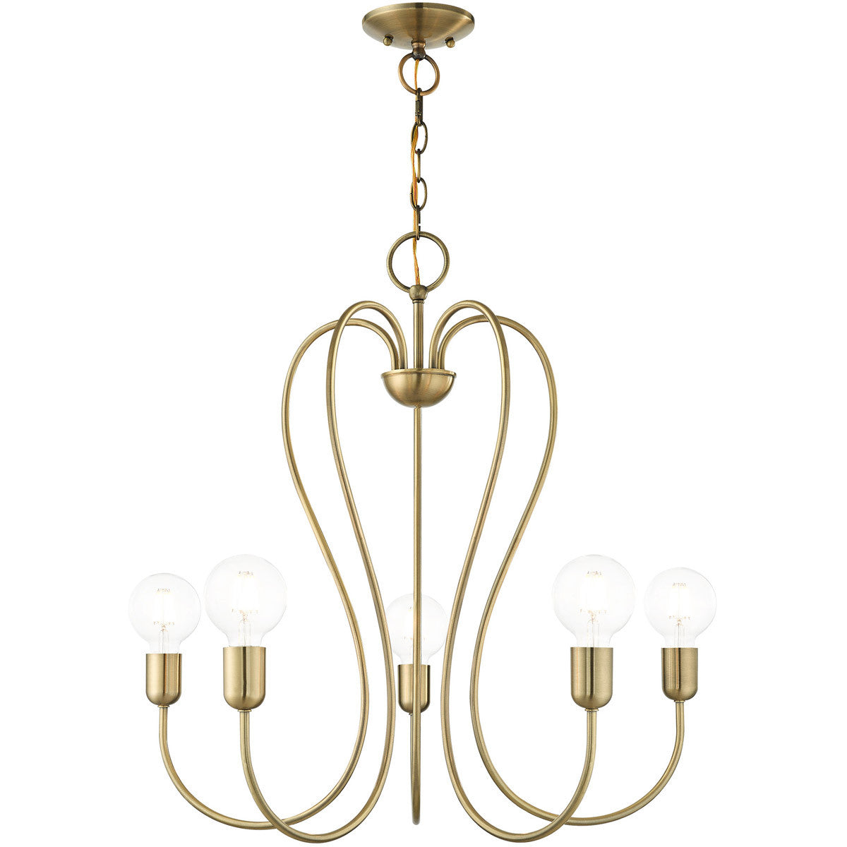 Livex Lighting Lucerne Collection 5 Lt Antique Brass Chandelier  in Antique Brass 41365-01