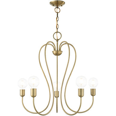 Livex Lighting Lucerne Collection 5 Lt Antique Brass Chandelier  in Antique Brass 41365-01