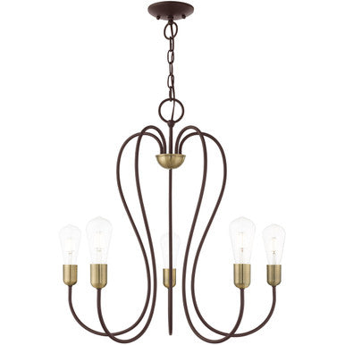 Livex Lighting Lucerne Collection 5 Lt Bronze Chandelier in Bronze with Antique Brass Accents 41365-07