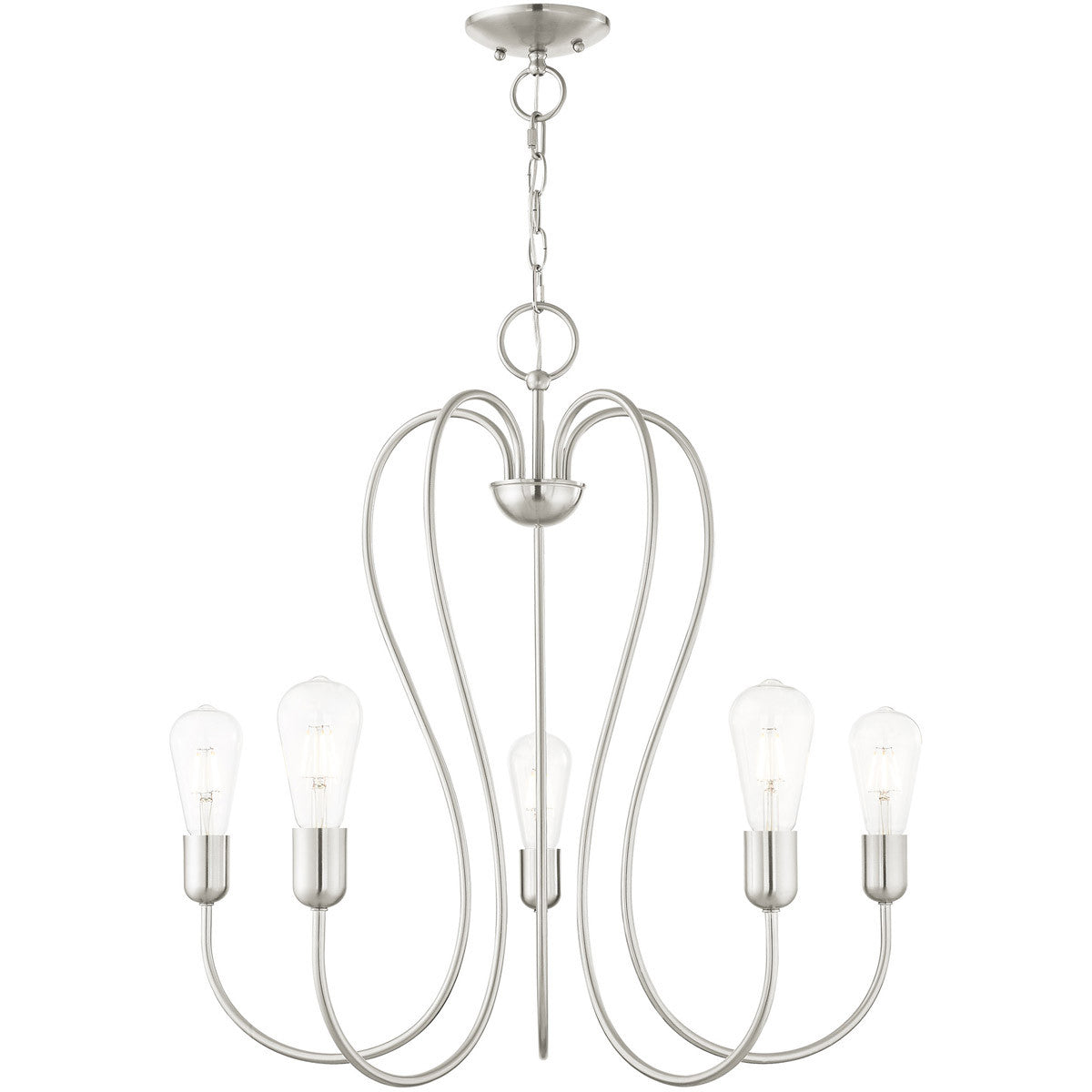 Livex Lighting Lucerne Collection 5 Lt Brushed Nickel Chandelier in Brushed Nickel 41365-91