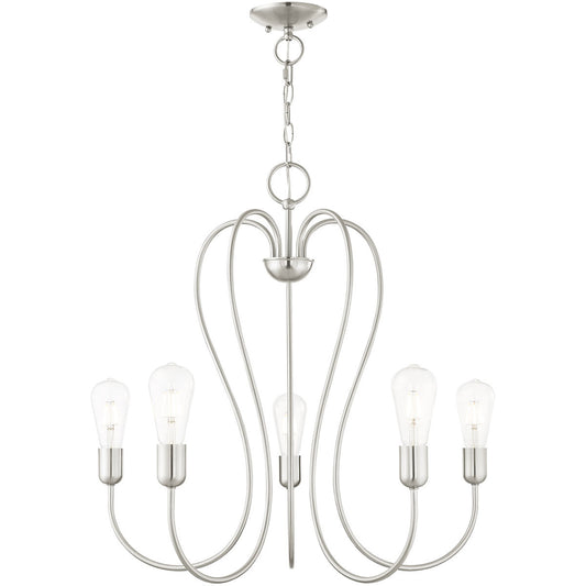 Livex Lighting Lucerne Collection 5 Lt Brushed Nickel Chandelier in Brushed Nickel 41365-91