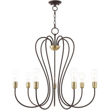 Livex Lighting Lucerne Collection 7 Lt Bronze Chandelier in Bronze with Antique Brass Accents 41367-07