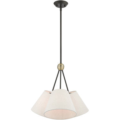 Livex Lighting Prato Collection 3 Lt Bronze Shaded Chandelier in Bronze with Antique Brass Accents 41383-07