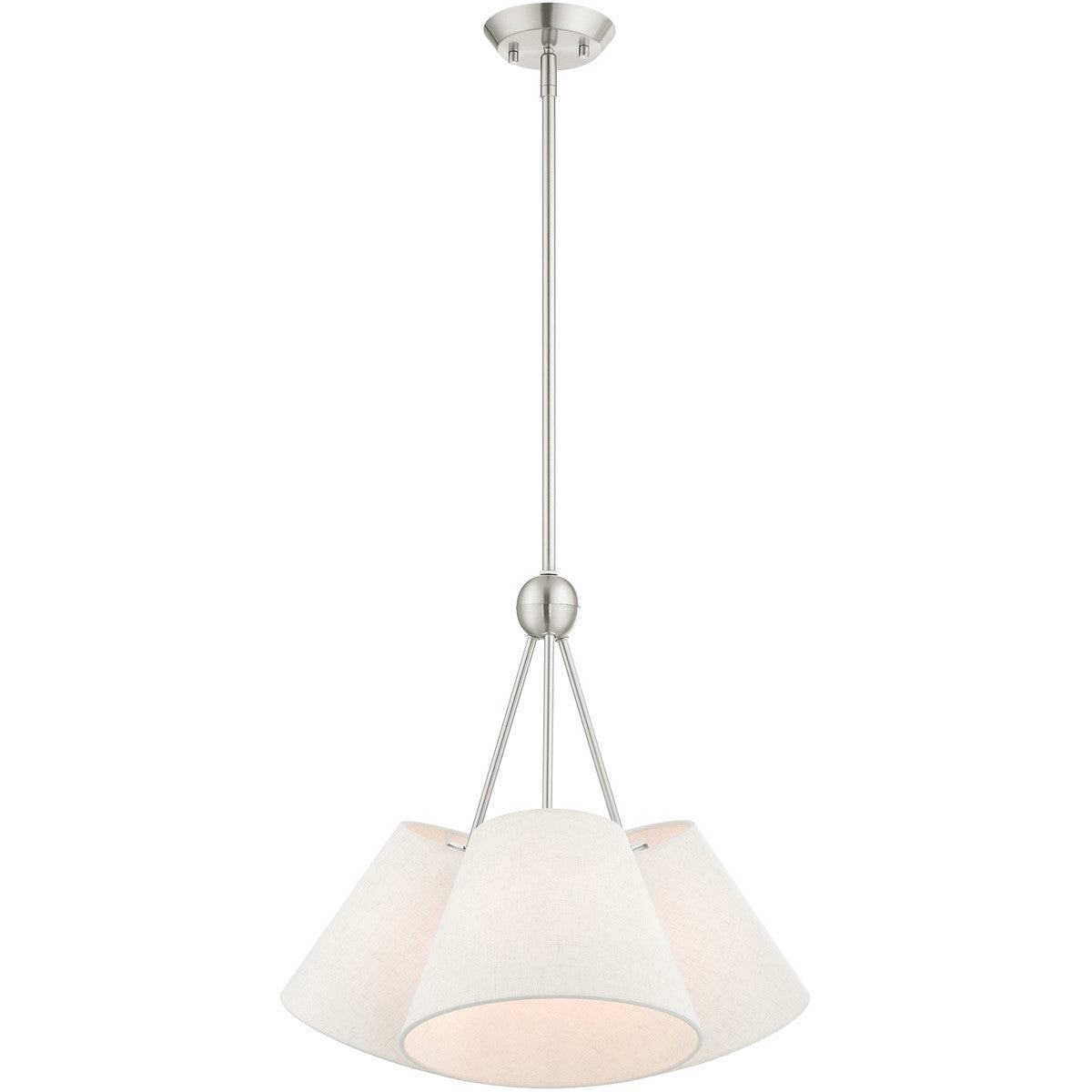 Livex Lighting Prato Collection 3 Lt Brushed Nickel Shaded Chandelier in Brushed Nickel 41383-91