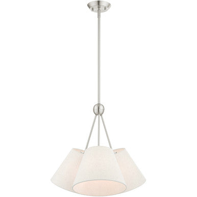 Livex Lighting Prato Collection 3 Lt Brushed Nickel Shaded Chandelier in Brushed Nickel 41383-91