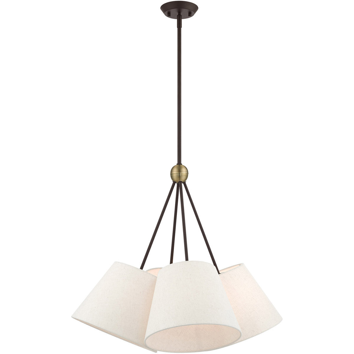 Livex Lighting Prato Collection 4 Lt Bronze Shaded Chandelier in Bronze with Antique Brass Accents 41384-07