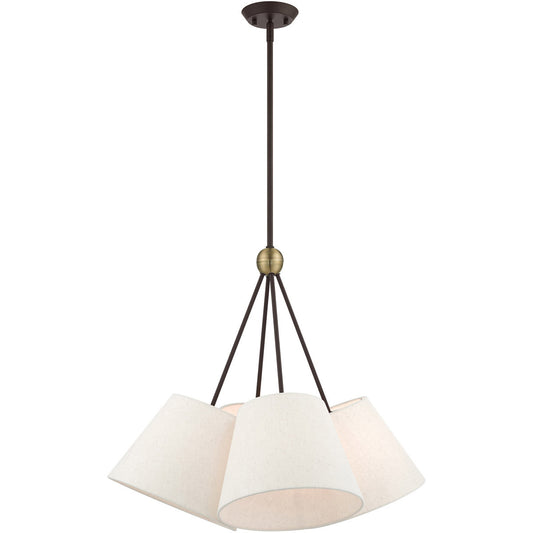 Livex Lighting Prato Collection 4 Lt Bronze Shaded Chandelier in Bronze with Antique Brass Accents 41384-07