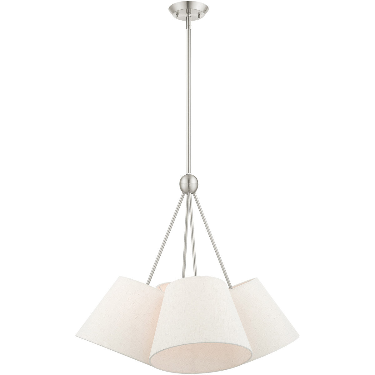 Livex Lighting Prato Collection 4 Lt Brushed Nickel Shaded Chandelier in Brushed Nickel 41384-91