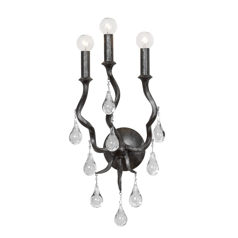 Corbett Lighting Aveline Wall Sconce in Black Silver Leaf 414-03-BSL