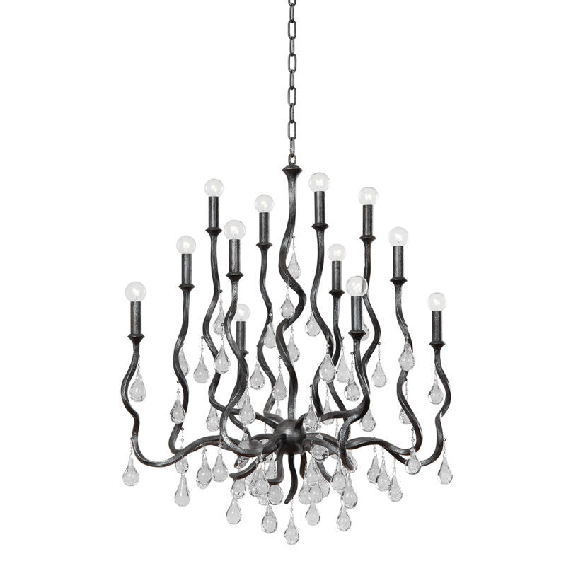 Corbett Lighting Aveline Chandelier in Blackened Silver Leaf 414-34-BSL