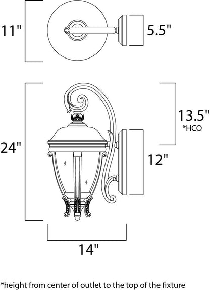 Maxim Camden VX 3-Light Outdoor Wall Lantern in Golden Bronze 41425WGGO