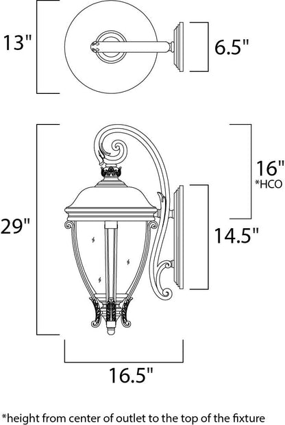 Maxim Camden VX 3-Light Outdoor Wall Lantern in Golden Bronze 41426WGGO