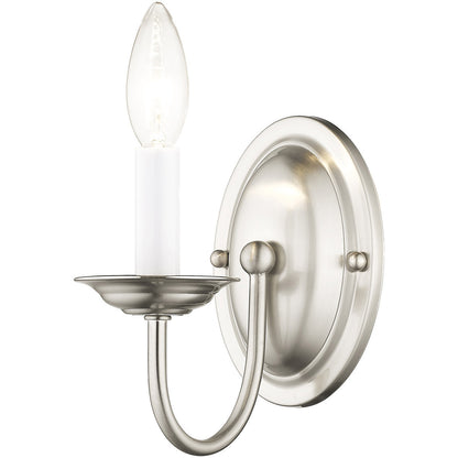 Livex Lighting Home Basics Collection 1 Light Brushed Nickel Wall Sconce in Brushed Nickel 4151-91