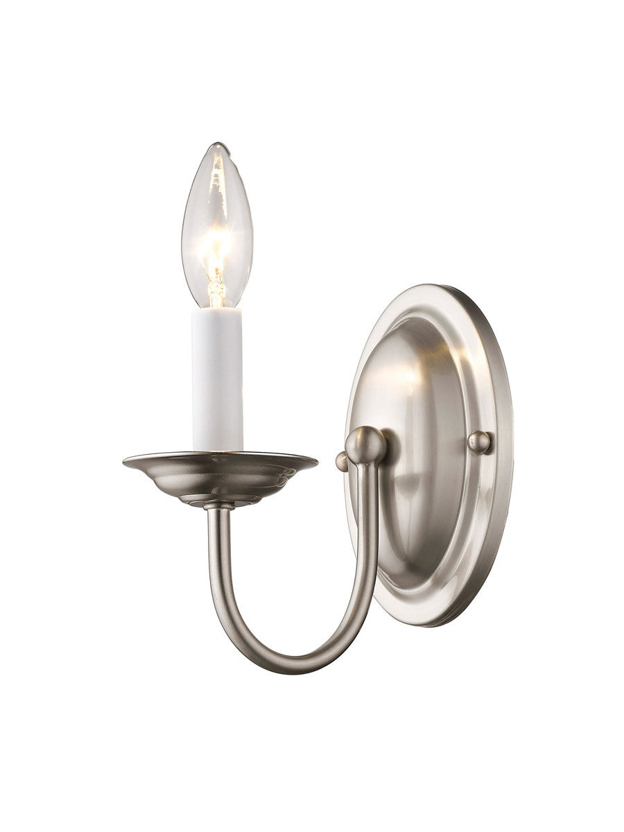 Livex Lighting Home Basics Collection 1 Light Brushed Nickel Wall Sconce in Brushed Nickel 4151-91