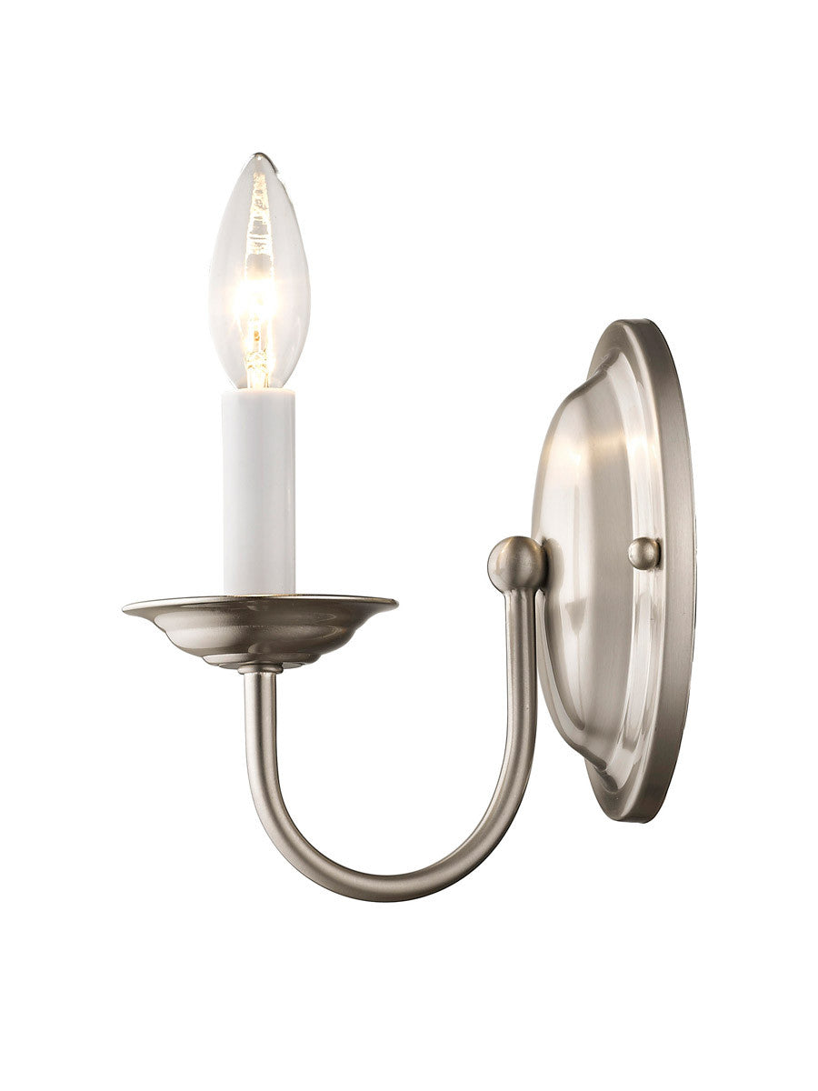 Livex Lighting Home Basics Collection 1 Light Brushed Nickel Wall Sconce in Brushed Nickel 4151-91