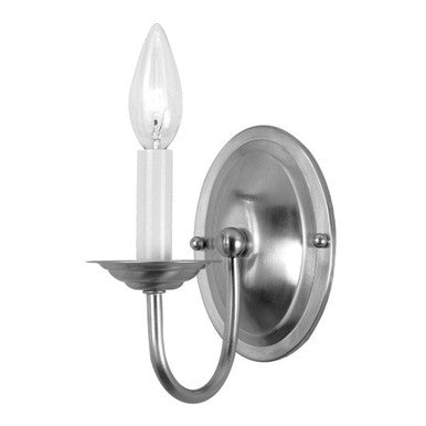 Livex Lighting Home Basics Collection 1 Light Brushed Nickel Wall Sconce in Brushed Nickel 4151-91