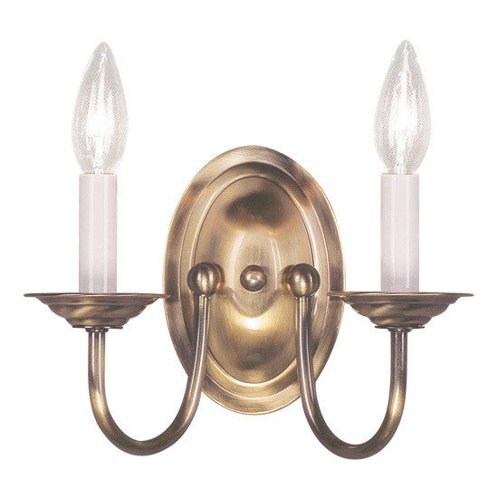 Livex Lighting Home Basics Collection 2 Light Antique Brass Wall Sconce in Antique Brass 4152-01