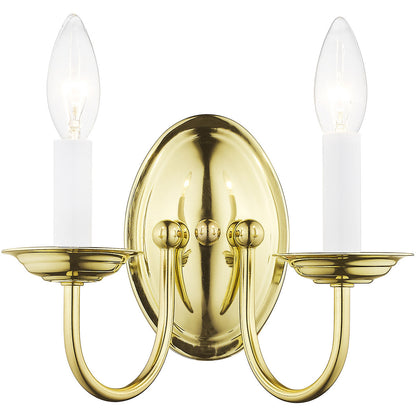 Livex Lighting Home Basics Collection 2 Light Polished Brass Wall Sconce in Polished Brass 4152-02