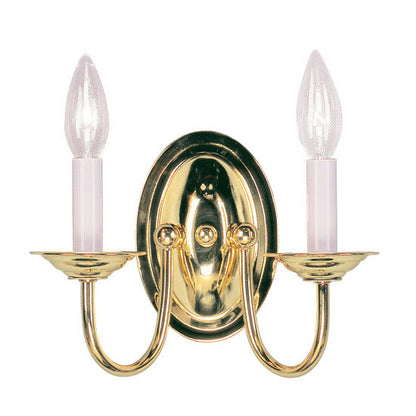 Livex Lighting Home Basics Collection 2 Light Polished Brass Wall Sconce in Polished Brass 4152-02