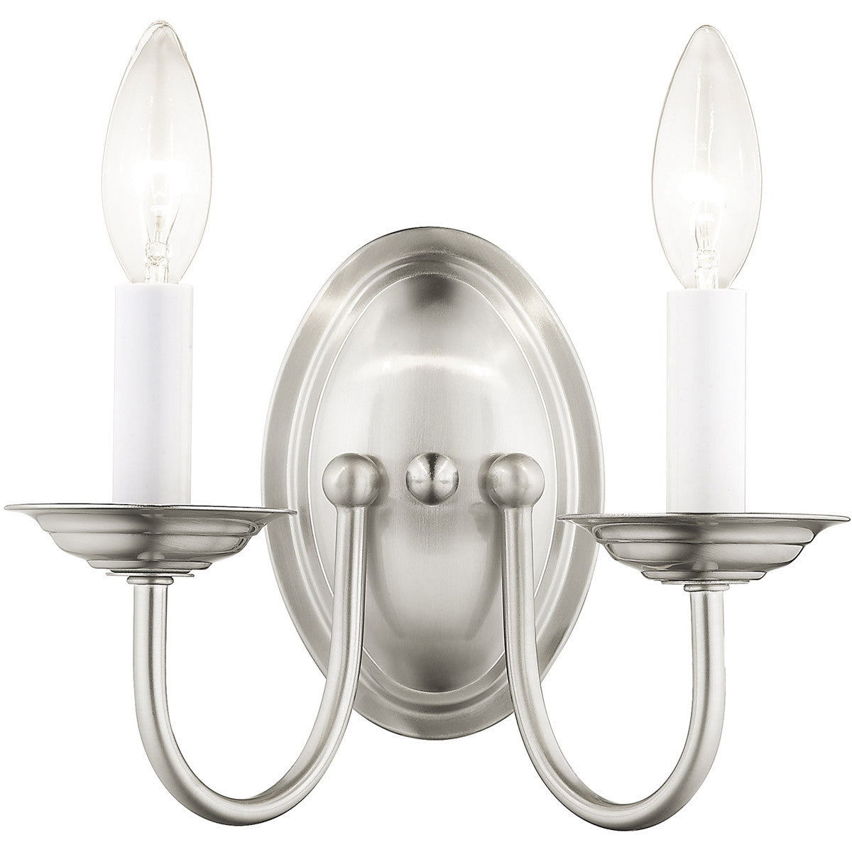 Livex Lighting Home Basics Collection 2 Light Brushed Nickel Wall Sconce in Brushed Nickel 4152-91