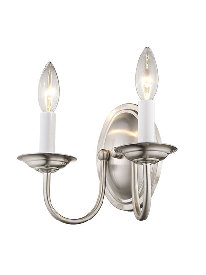 Livex Lighting Home Basics Collection 2 Light Brushed Nickel Wall Sconce in Brushed Nickel 4152-91