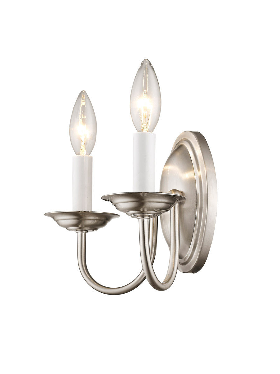 Livex Lighting Home Basics Collection 2 Light Brushed Nickel Wall Sconce in Brushed Nickel 4152-91