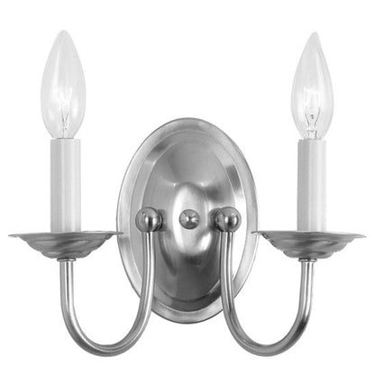 Livex Lighting Home Basics Collection 2 Light Brushed Nickel Wall Sconce in Brushed Nickel 4152-91