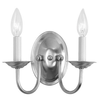 Livex Lighting Home Basics Collection 2 Light Brushed Nickel Wall Sconce in Brushed Nickel 4152-91