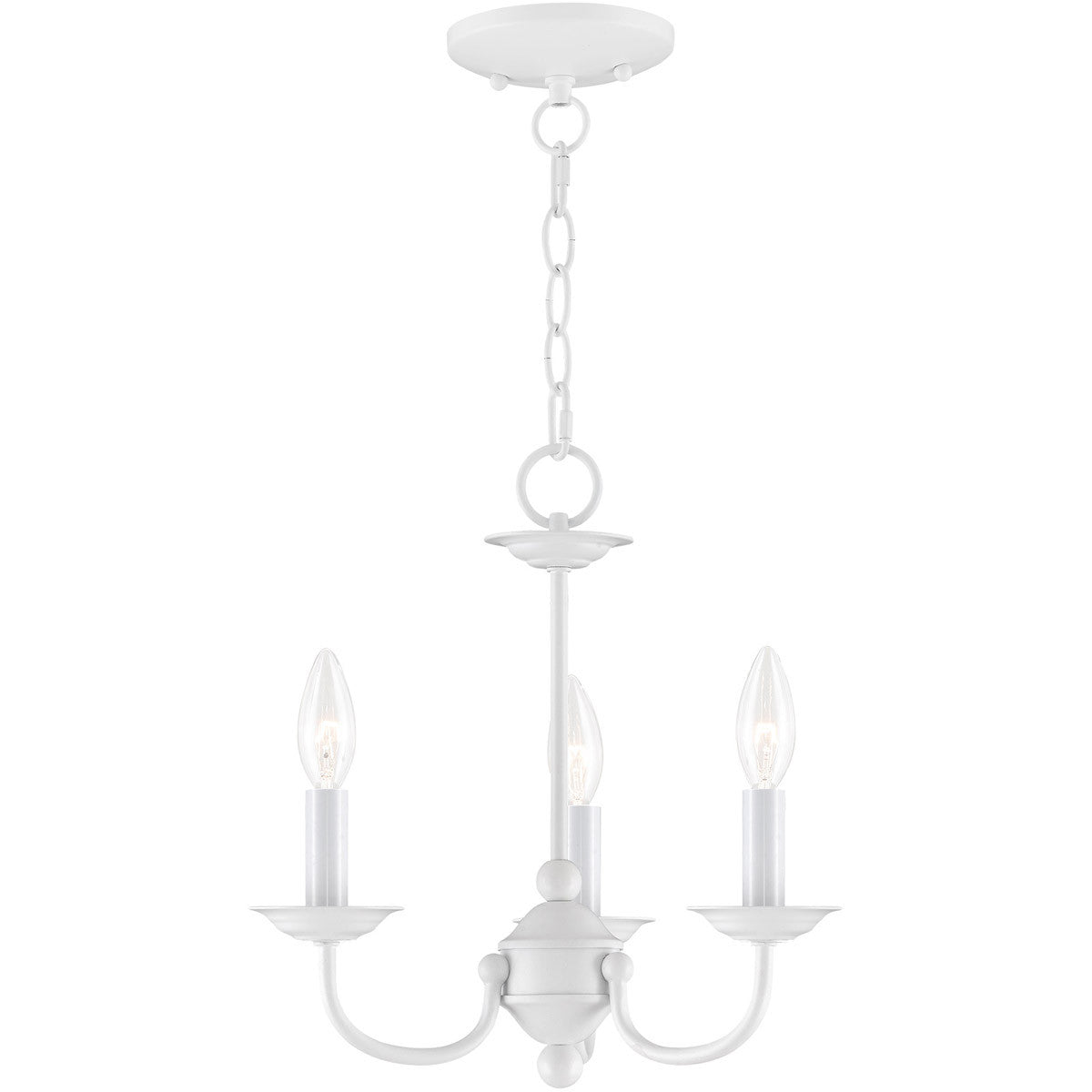 Livex Lighting Home Basics Collection 3 Light White Mini Chandelier in White 4153-03