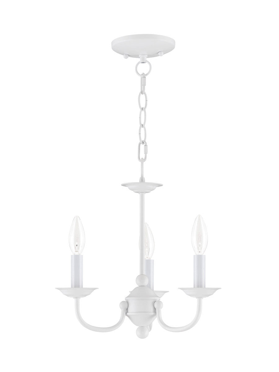 Livex Lighting Home Basics Collection 3 Light White Mini Chandelier in White 4153-03