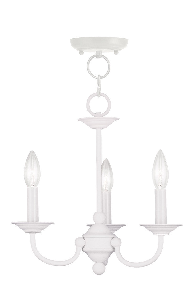 Livex Lighting Home Basics Collection 3 Light White Mini Chandelier in White 4153-03