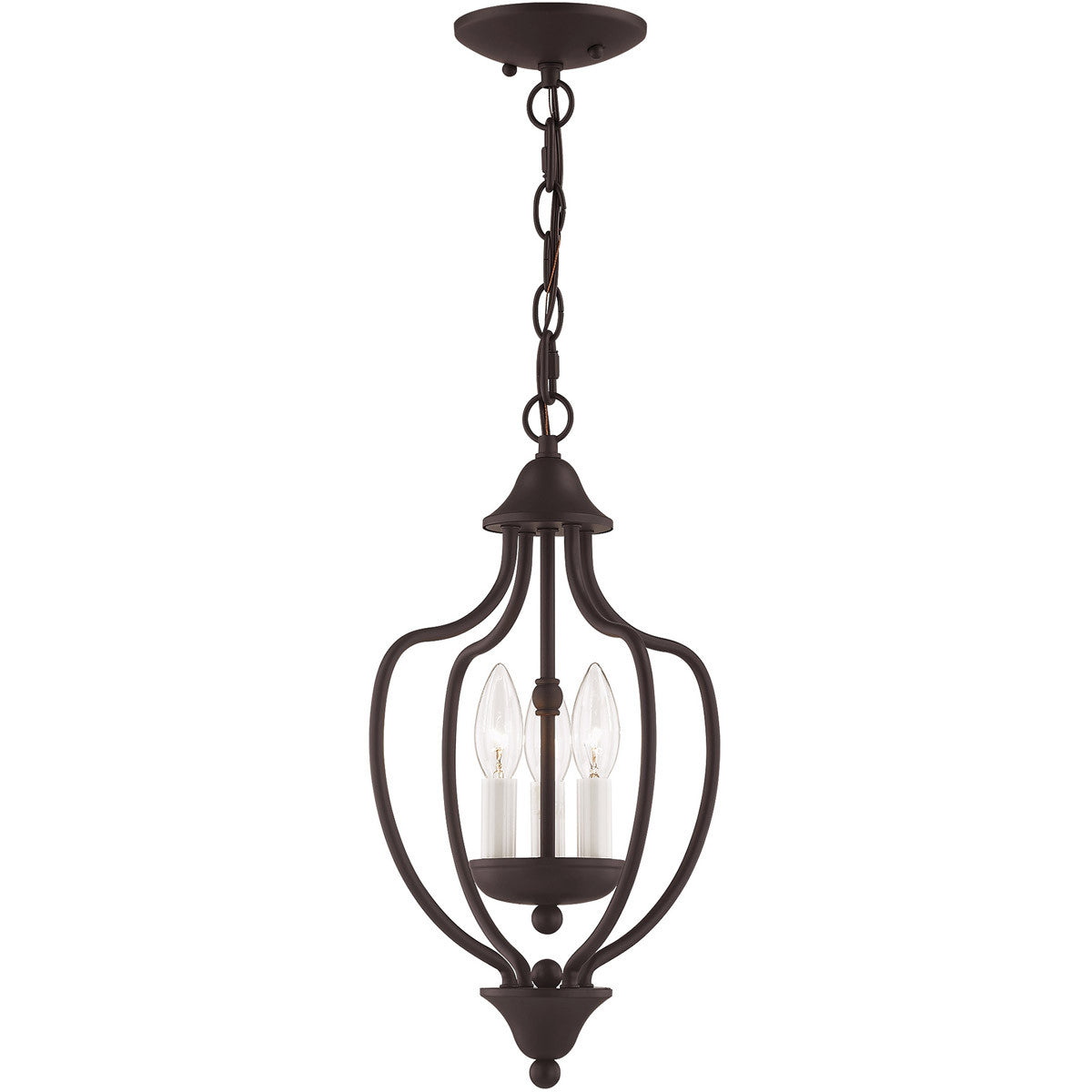 Livex Lighting Home Basics Collection 3 Light Bronze Chain Hang/Ceiling Mount in Bronze 4170-07