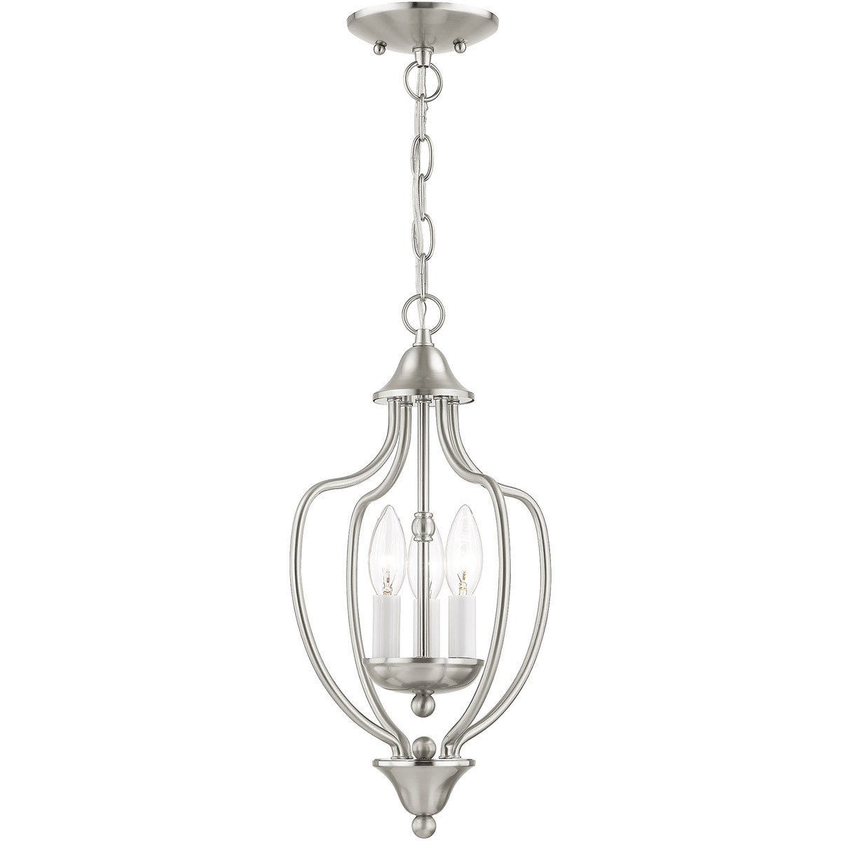 Livex Lighting Home Basics Collection 3 Light BN Chain Hang/Ceiling Mount in Brushed Nickel 4170-91